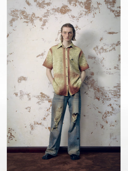 Washed Damage Embroidery Design Denim Jeans WN18866