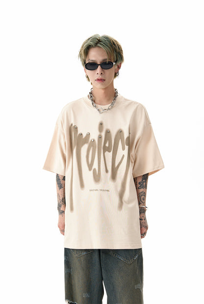 Graffiti Letter Print Design Heavyweight Short Sleeve T-Shirt WN5208