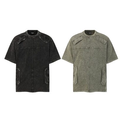 Washed Cargo Multi-Pocket Short Sleeve T-Shirt WN26885