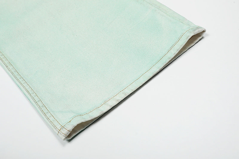 Mud Dye Paint Wide-Leg Straight Denim Jeans WN18538