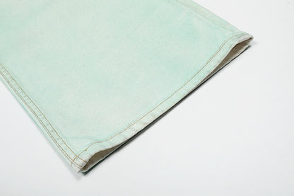 Mud Dye Paint Wide-Leg Straight Denim Jeans WN18538