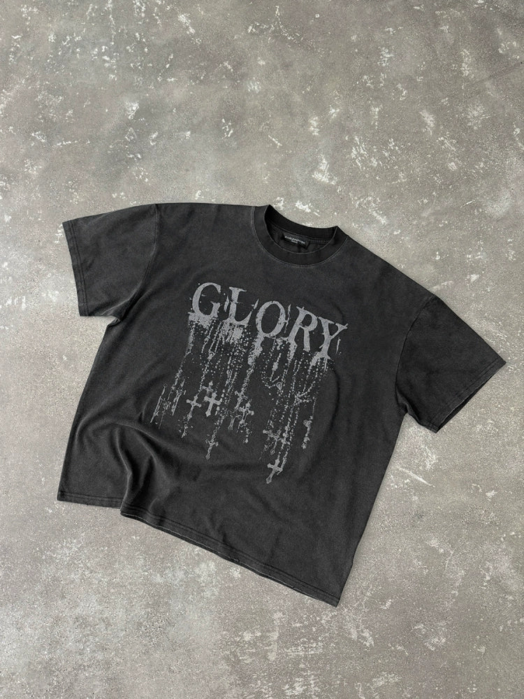 Graphic Letter Print Washed Short Sleeve T-Shirt WN17661