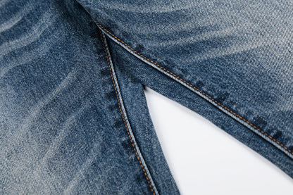 Whisker Washed Flare Denim Jeans WN25956