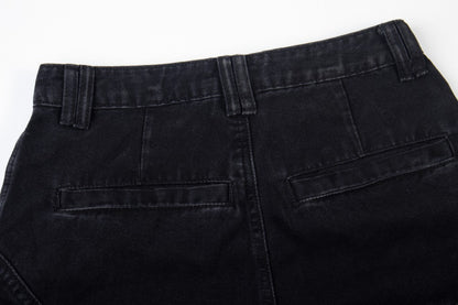 Bleached Damage Multi-Pocket Wide Leg Denim Jeans WN27797
