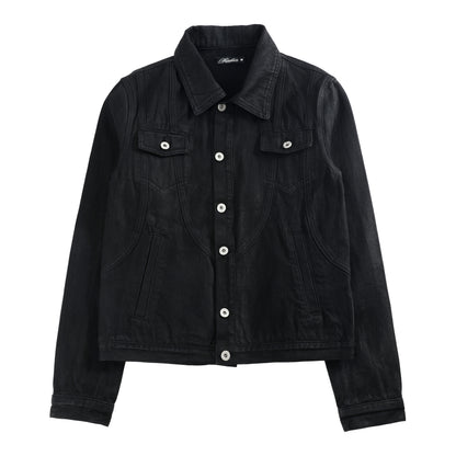 Washed Button Detail Short Denim Jacket WN27238