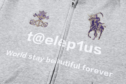 Logo Horse Embroidery Zipper Hoodie WN25565