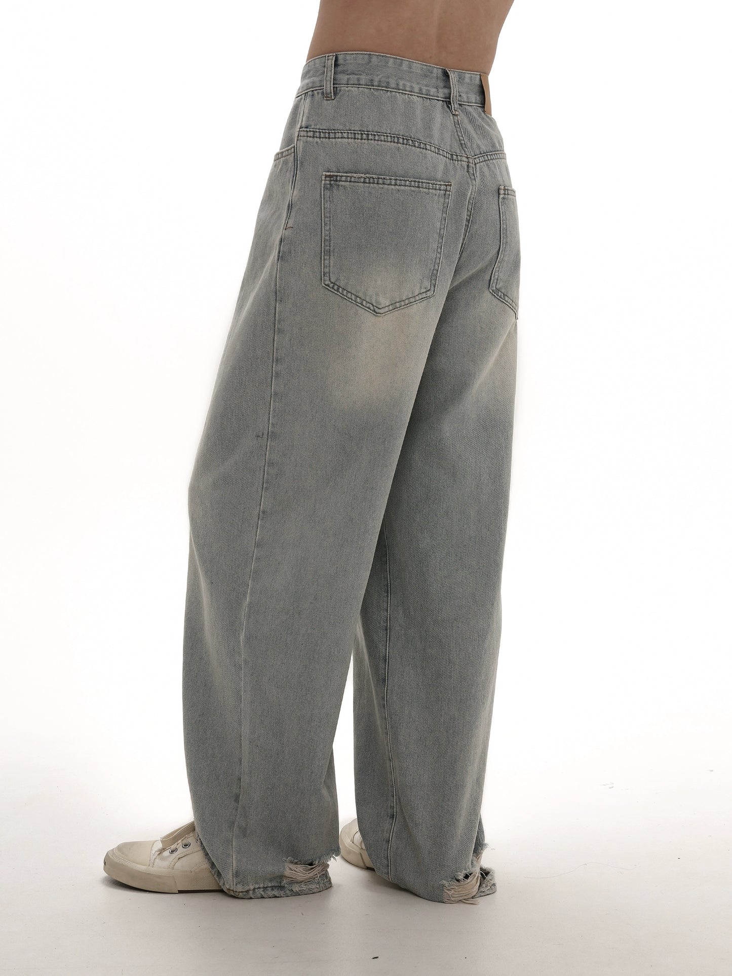 Wash Damage Straight Denim Jeans WN5630