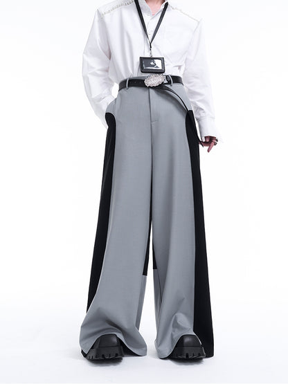 Contrast Color Tailored Jacket & Wide-leg Trousers Setup  WN8074