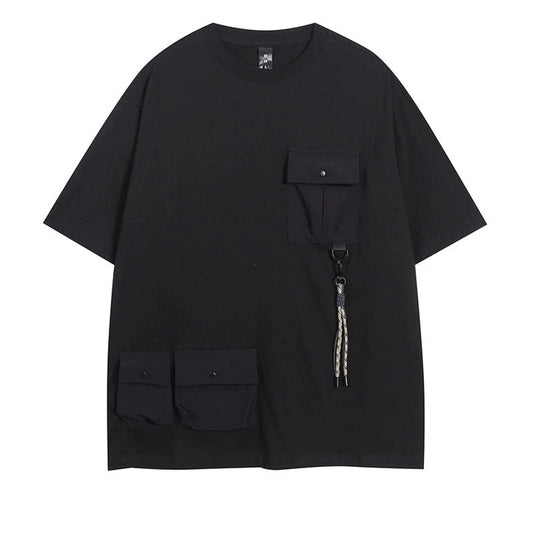 Multi Pocket Round Neck Short Sleeve T-Shirt WN5432