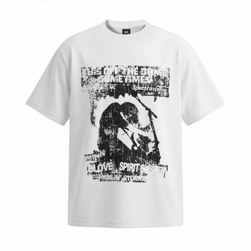Rock Graphic Print Drop-Shoulder Oversize Short Sleeve T-Shirt WN27931