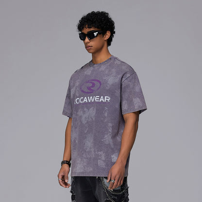 Metal Stud Design Paint Washed Damage Oversize Short Sleeve T-Shirt WN17845