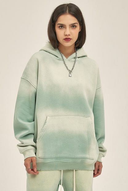 Fleece Linning Spray-dye Damage Oversize Hoodie WN9969-K