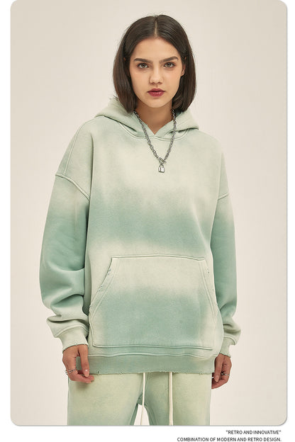 Fleece Lining Spray-dye Damage Oversize Hoodie WN9969-K