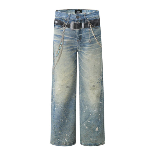 Washed Wide Leg Heavy-Duty Denim Jeans WN12809