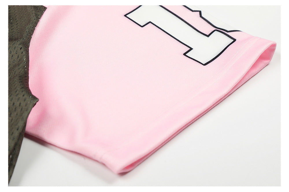 Sporty Pink Camo Star V-Neck Short Sleeve T-Shirt WN26507