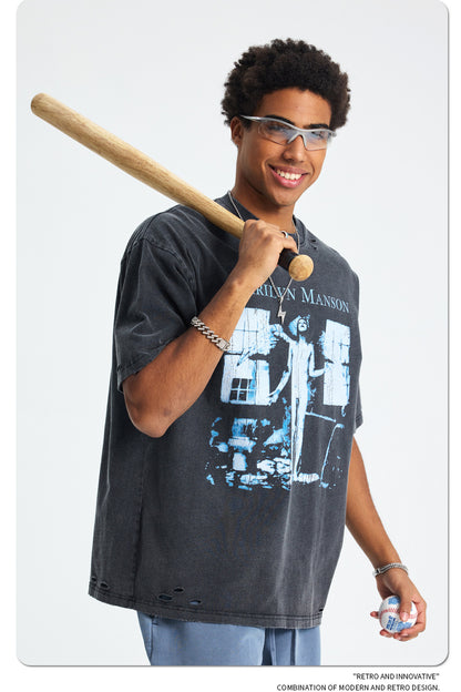 Digital Print Oversize Short Sleeve T-Shirt WN16251