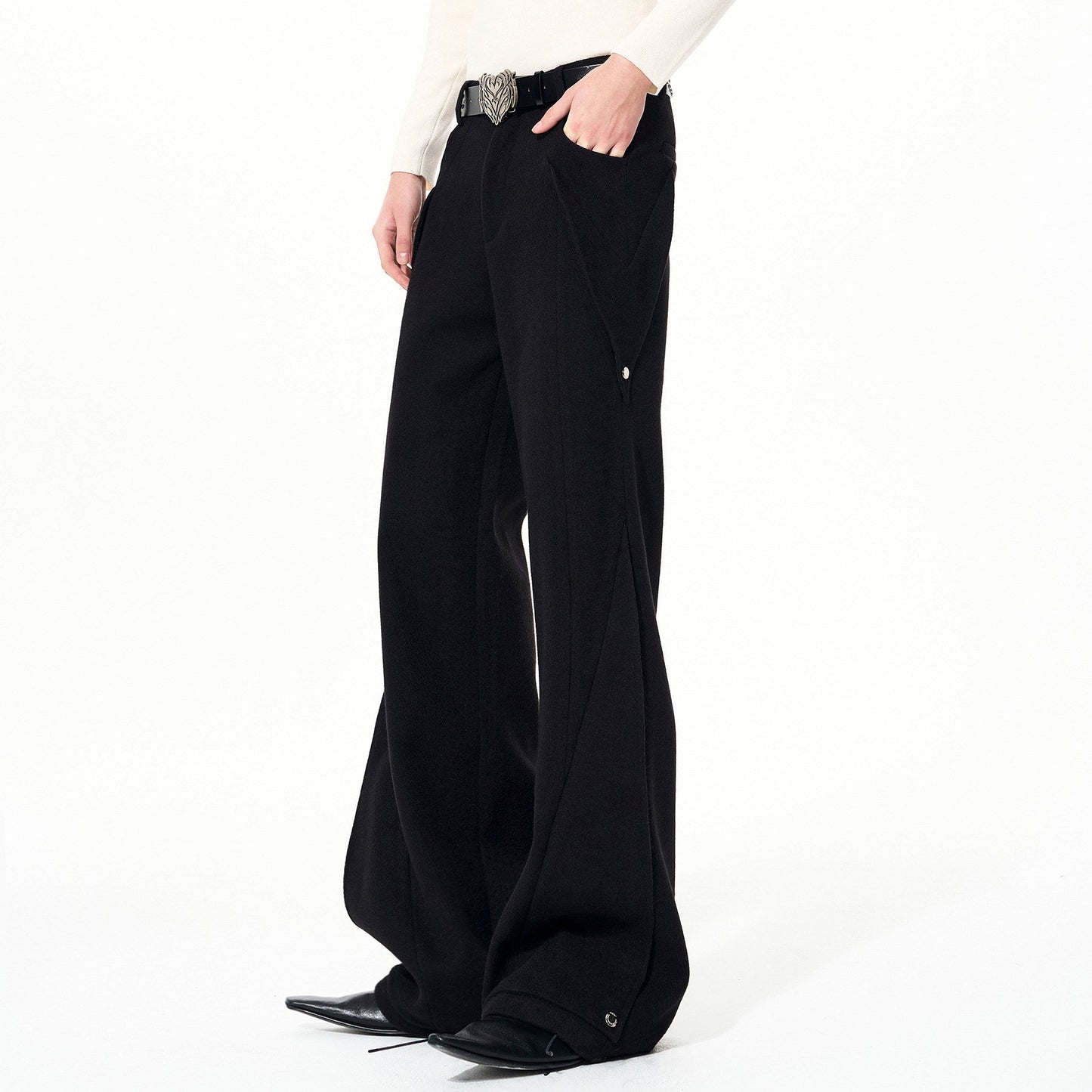 Deconstruct Lapel Tweed Short Jacket & Tweed Flare Trousers Setup WN22684