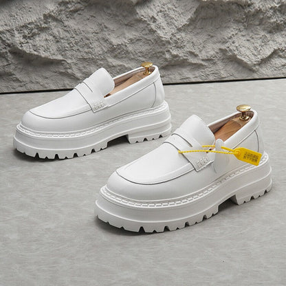 Leather Platform Height Increase Loafers WN24788