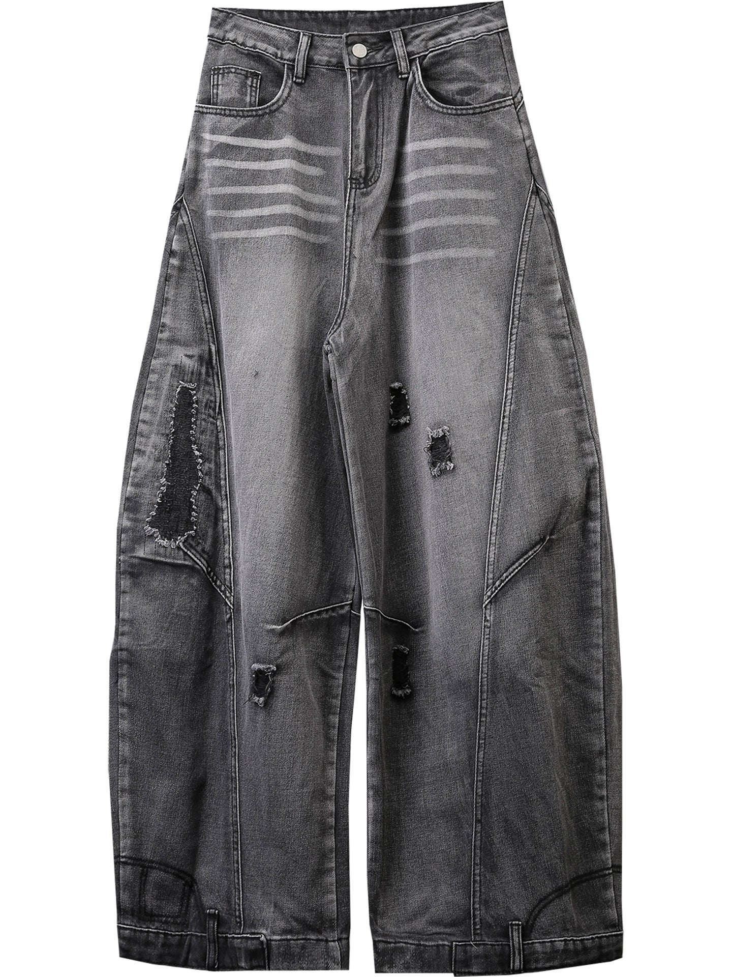 Damage Wash Wide Leg Denim Jeans WN22307