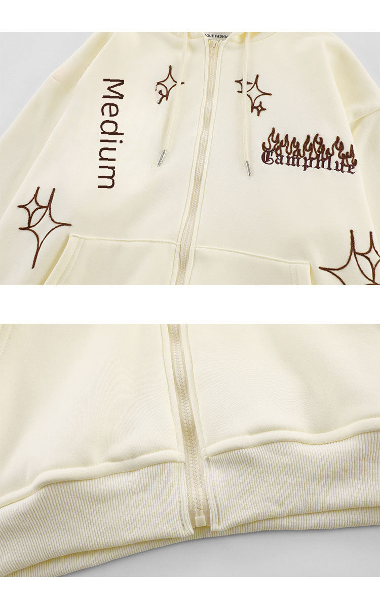 Cross Embroidery Zipper Hoodie WN11001