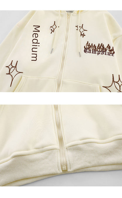 Cross Embroidery Zipper Hoodie WN11001