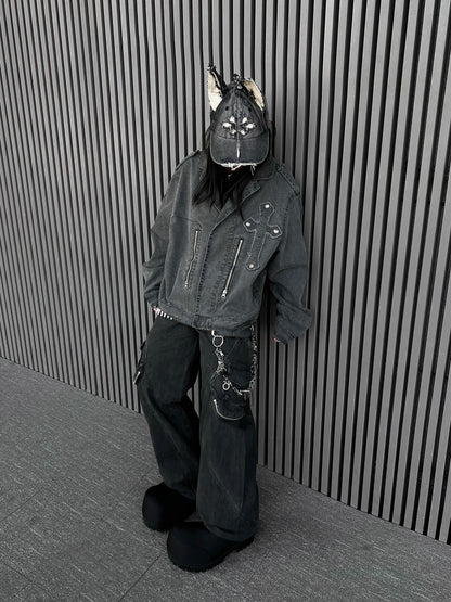 Cross Quilted Washed Heavyweight Short Jacket WN24155