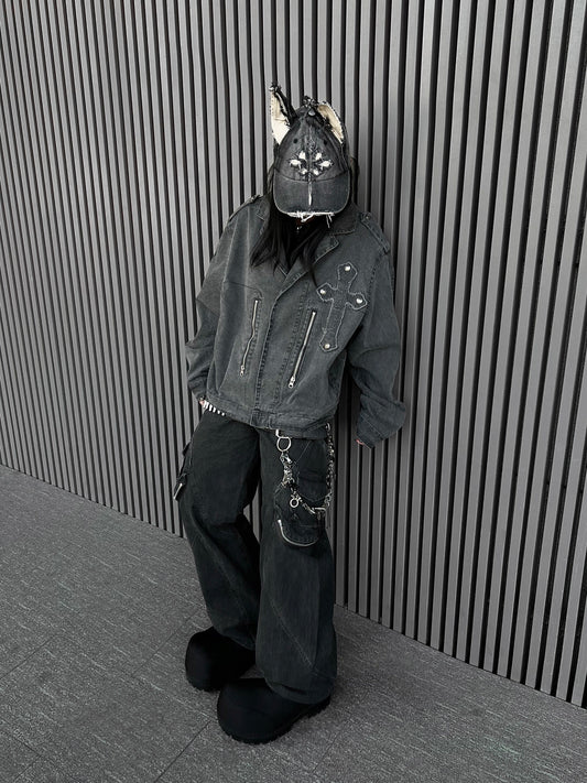 Cross Quilted Washed Heavyweight Short Jacket WN24155