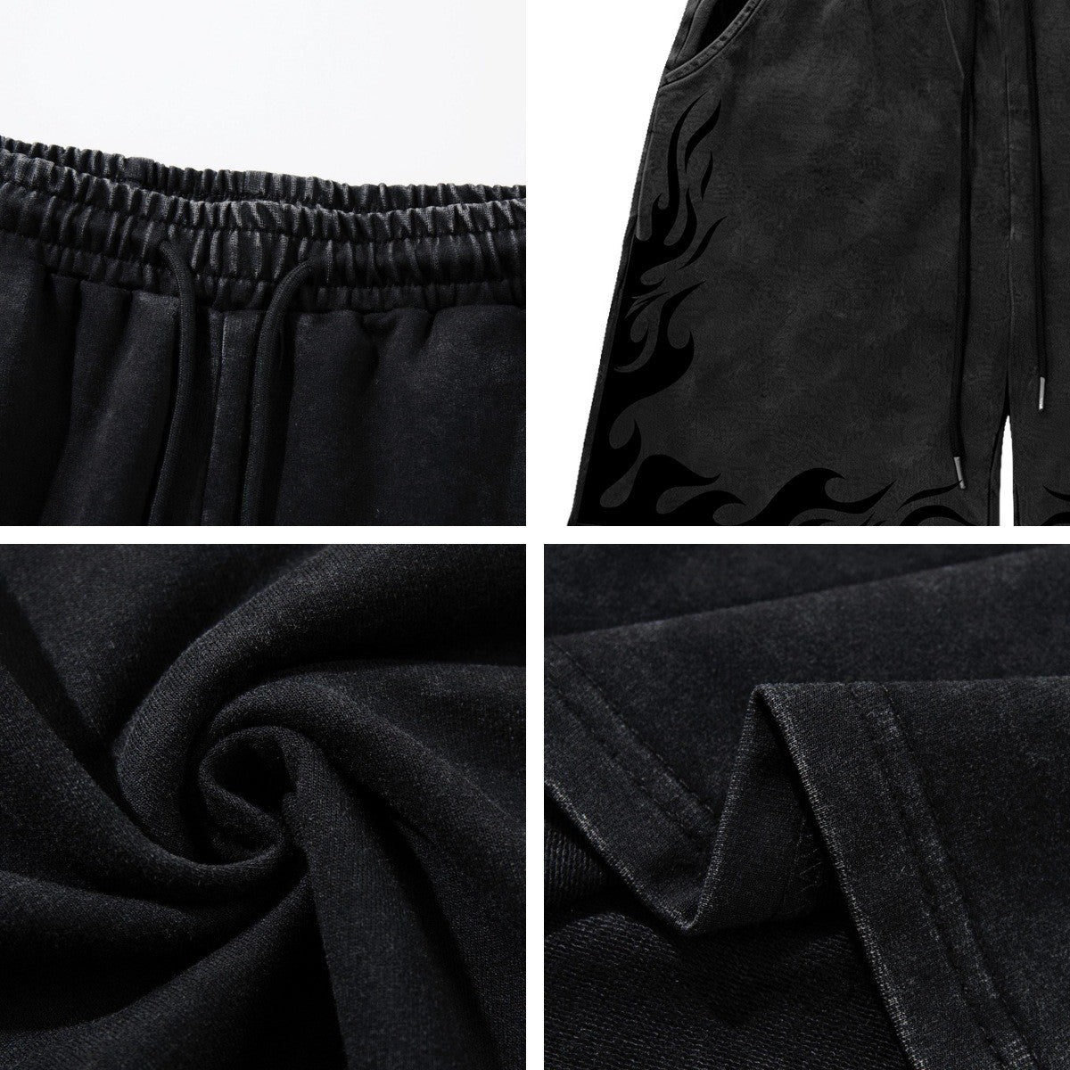 Flame Washed Drawstring Half Pants WN26791