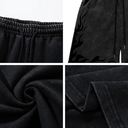 Flame Washed Drawstring Half Pants WN26791