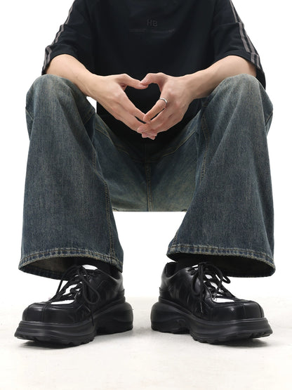 Square Toe Chunky Sole Dad Sneakers WN20770