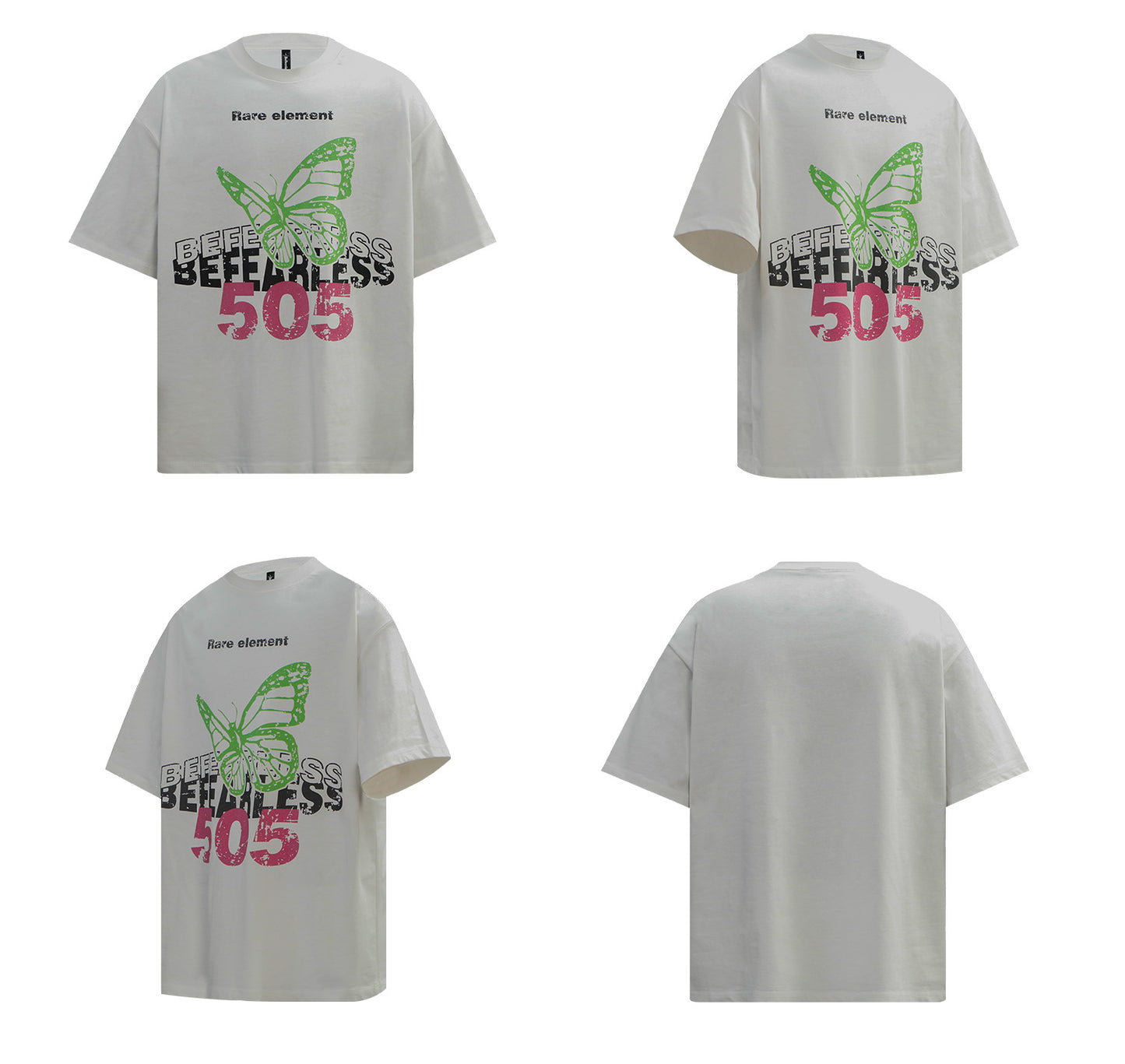 Washed Butterfly Graphic Letter Print Short Sleeve T-Shirt WN26273