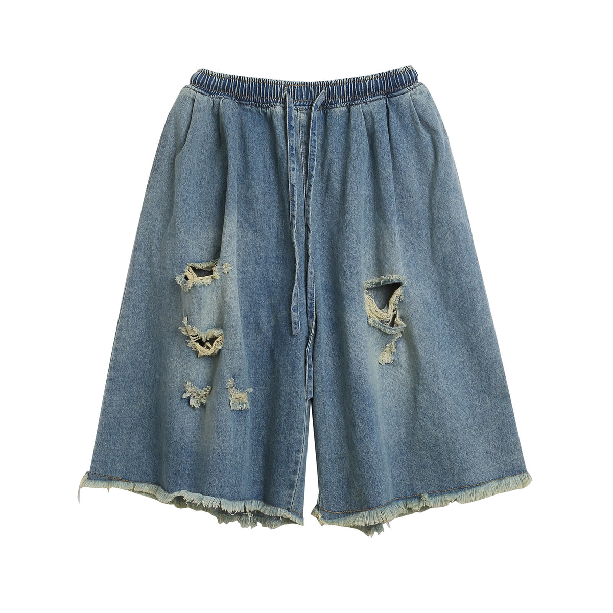 Damage Raw Hem Denim Half Jeans WN26784