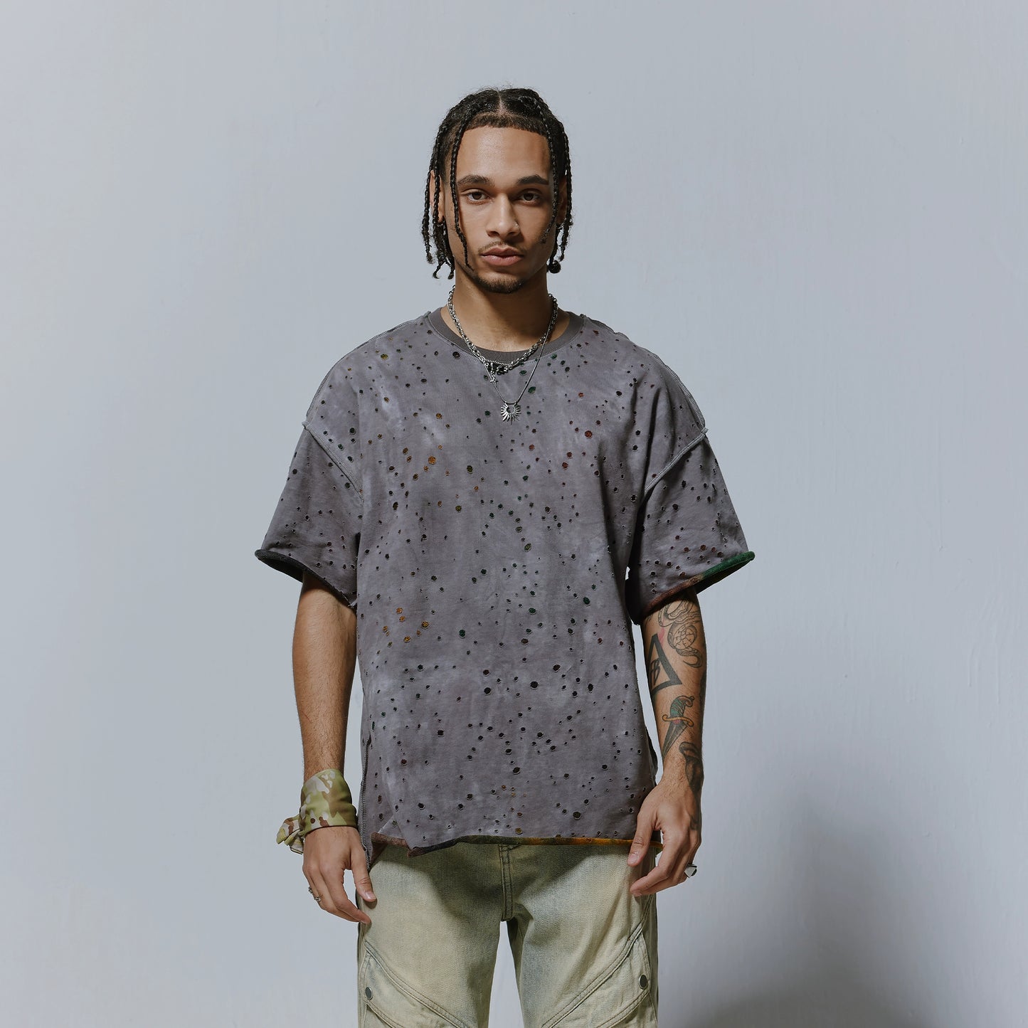 Washed Speckled Oversize Short Sleeve T-Shirt WN17592