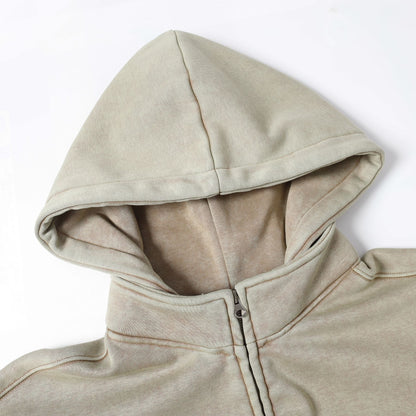 Washed Fleece-Lined Zipper Hoodie WN12652