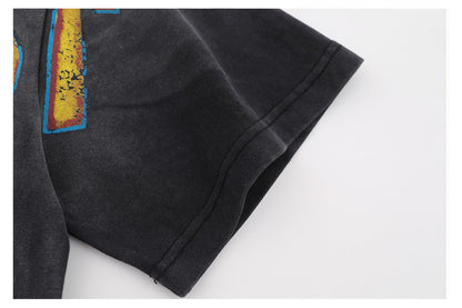 Gradient Washed Graffiti Short Sleeve T-Shirt WN26580