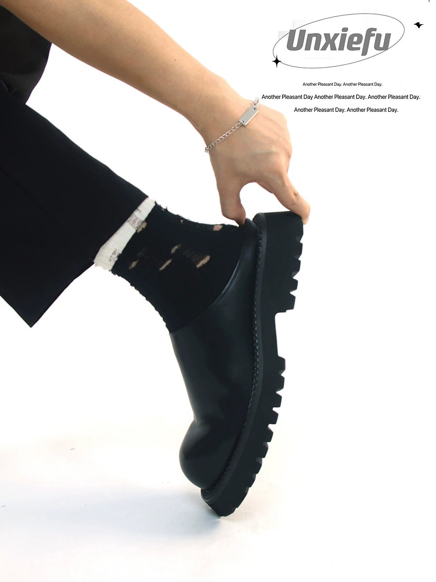 Chunky Sole Leather Mule Derby Shoes WN20776