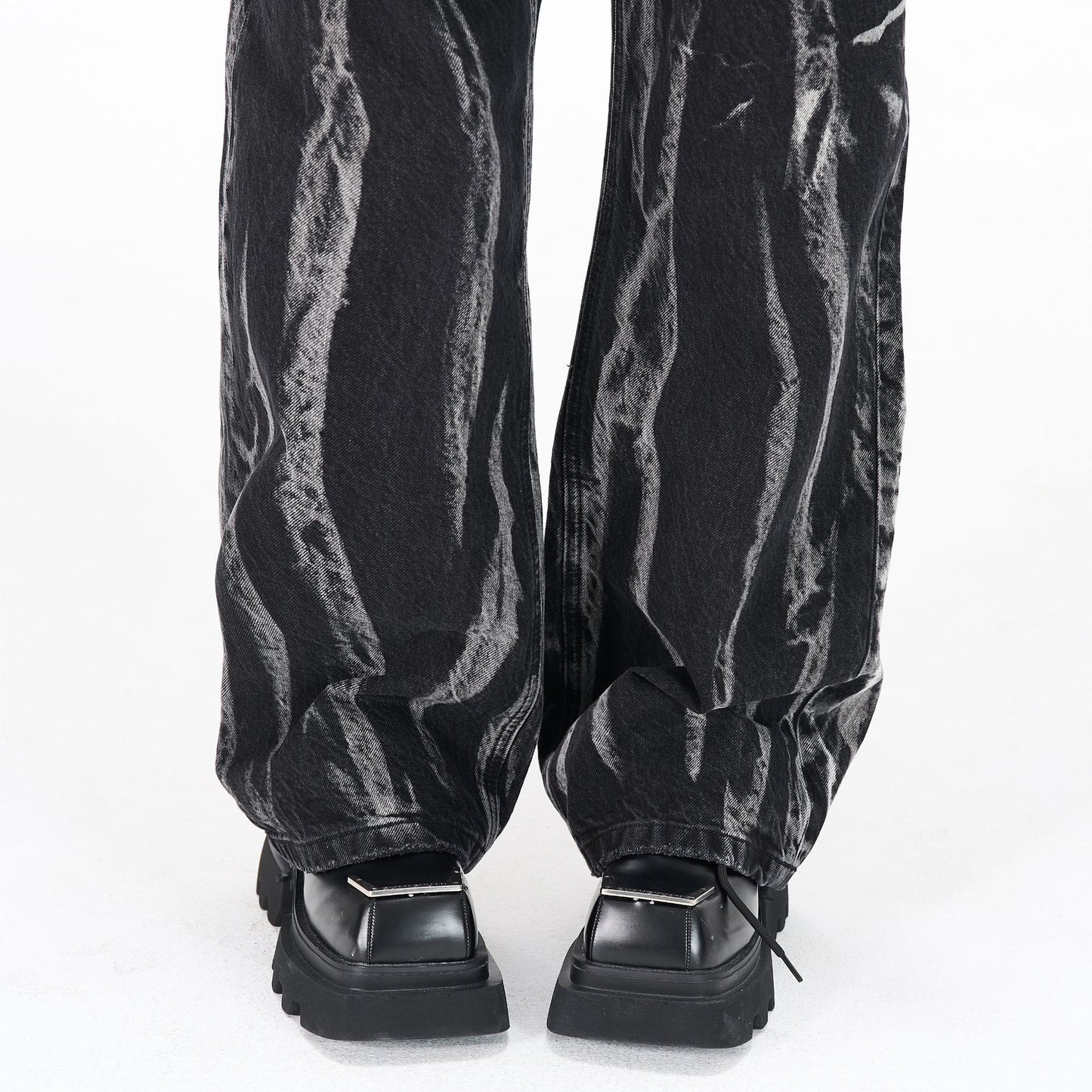 Multi-Print Wide Leg Denim Jeans WN23093