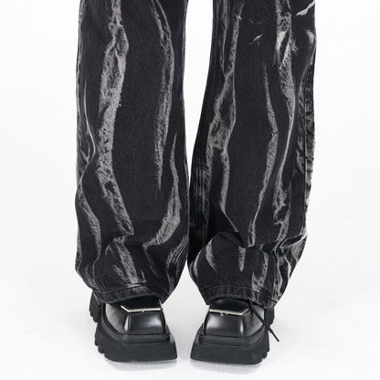 Multi-Print Wide Leg Denim Jeans WN23093