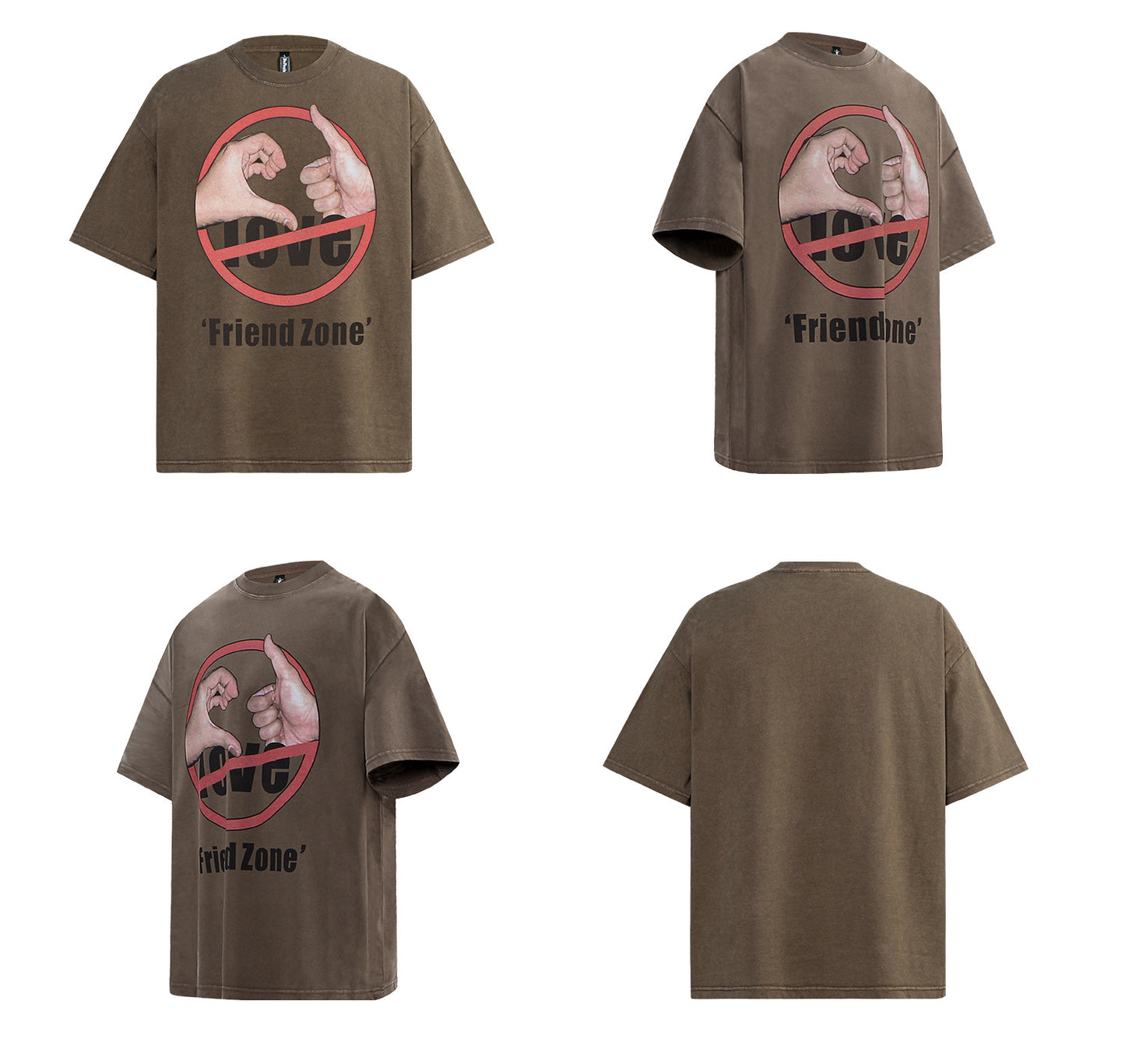 Washed Prohibition Sign Graphic Oversize Short Sleeve T-Shirt WN26344