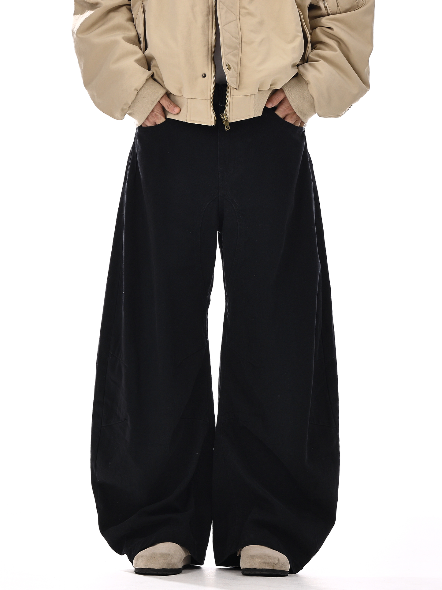 Washed Wide-Leg Straight Trousers WN15140