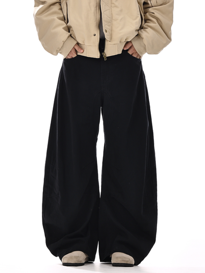 Washed Wide-Leg Straight Trousers WN15140
