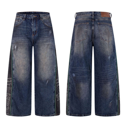 Panel Wash Wide Leg Denim Jeans WN23107
