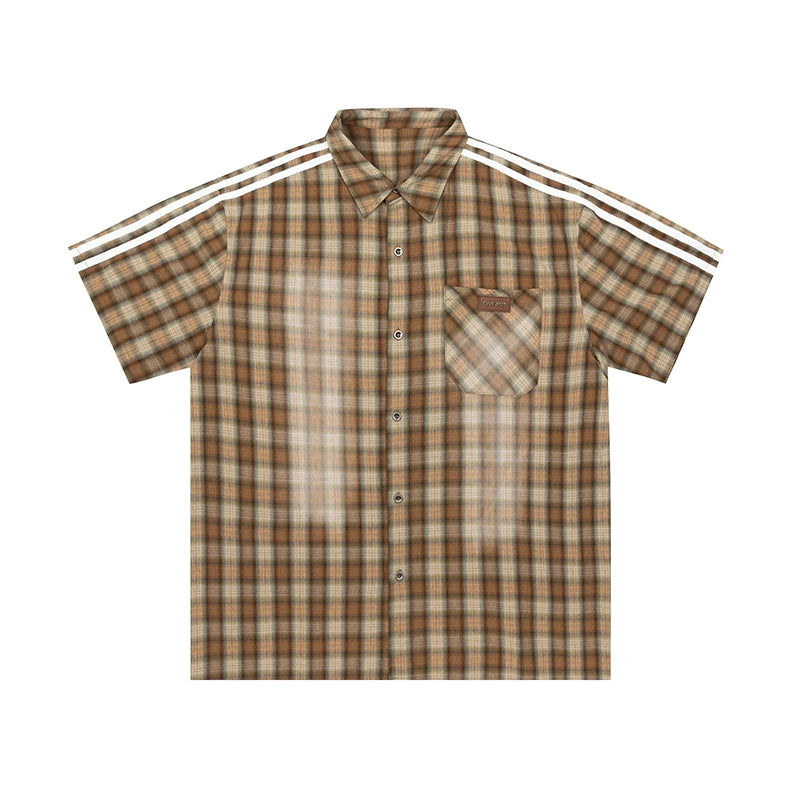 Three Bar Plaid Short Sleeve Shirt WN7541