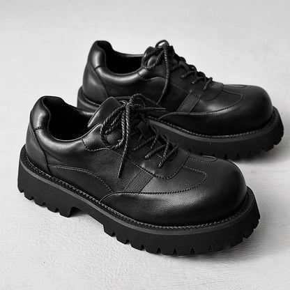 Lace Up Thick Sole PU Leather Shoes WN24505