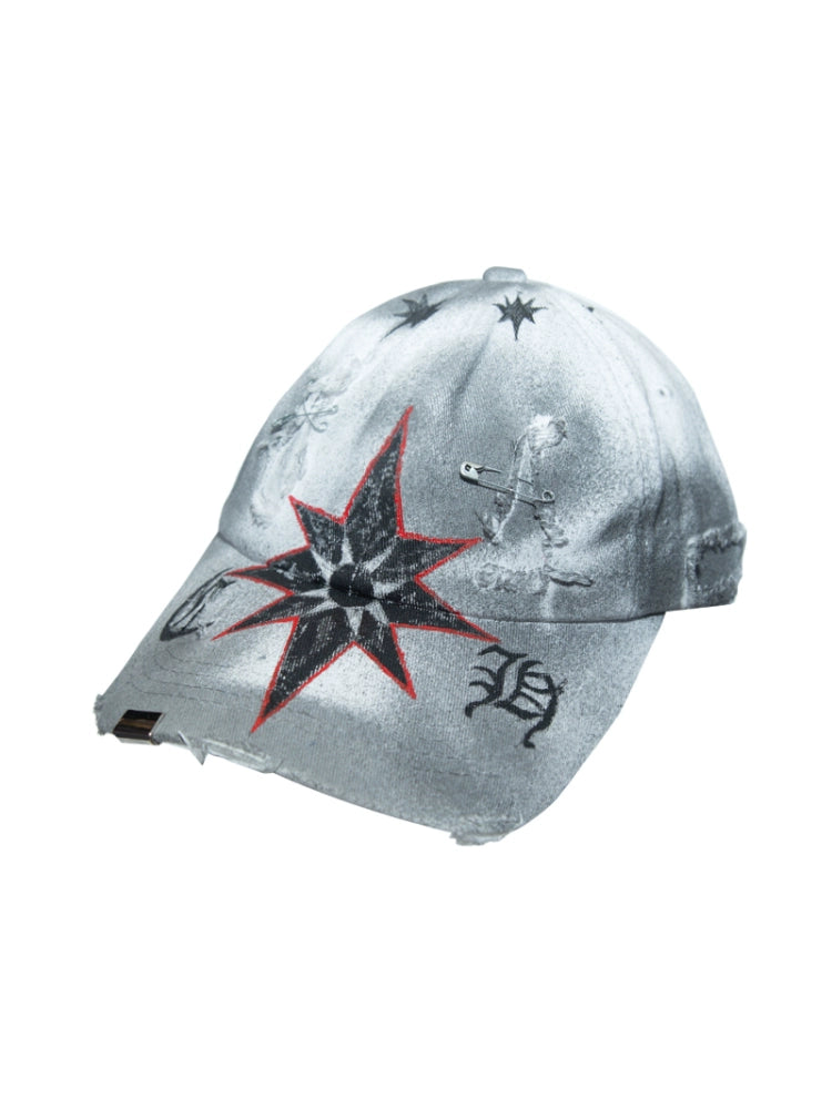 Tie-Dye Gothic Damage Graffiti Design Cap WN21089