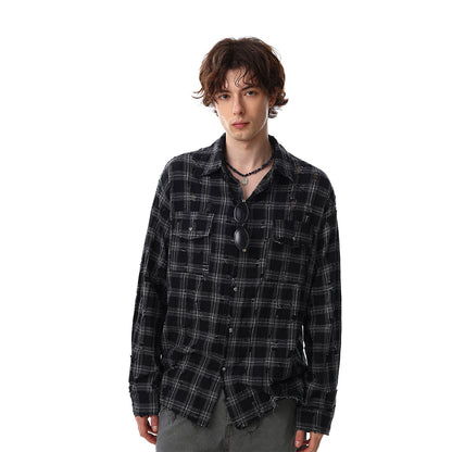 Plaid Damage Wash Long Sleeve Shirt WN25716