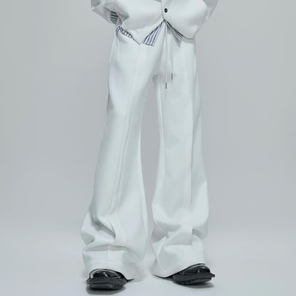 Striped Fake Layered Jacket & Flare Pants Setup WN21755