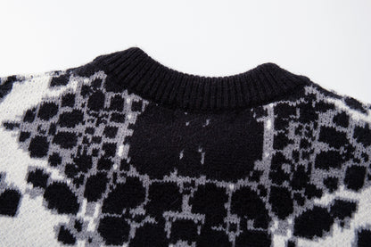Skull Graphic Dark Knit Sweater WN23040