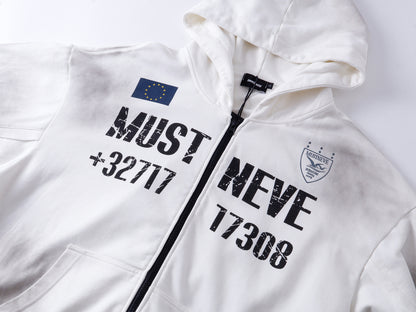 Dirty Washed Logo Print Zipper Hoodie & Dirty Washed Sweatpants Setup WN25540