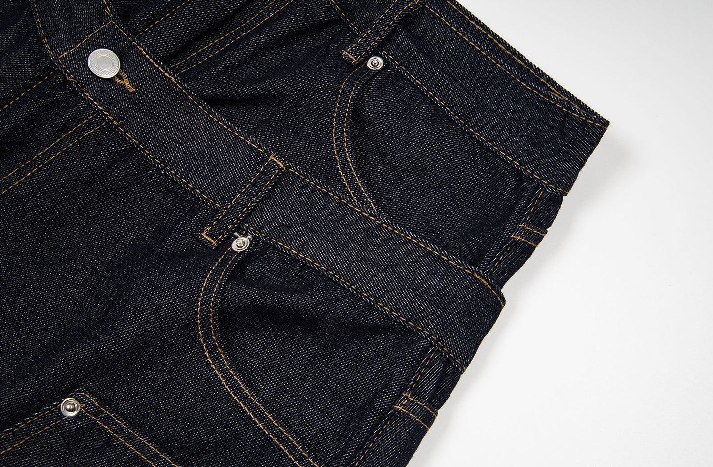 Fake Layered Double-Waist Wide Leg Denim Short Pants WN25667